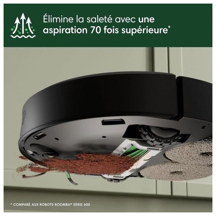 Aspirateur Robot Laveur - IROBOT Roomba Plus 405 Combo - Base Multifonction - Lavage et séchage des lingettes - LiDAR Clearview