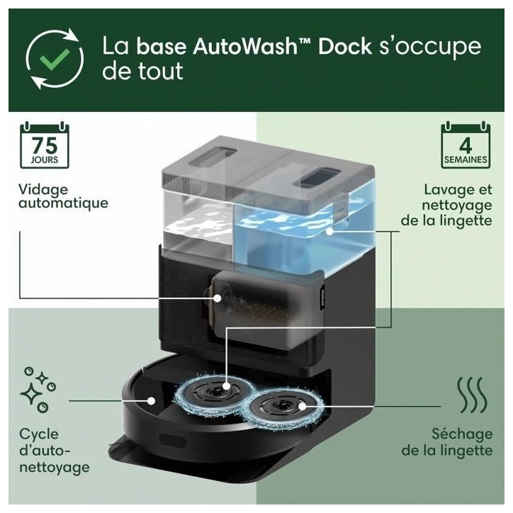 Aspirateur Robot Laveur - IROBOT Roomba Plus 405 Combo - Base Multifonction - Lavage et séchage des lingettes - LiDAR Clearview