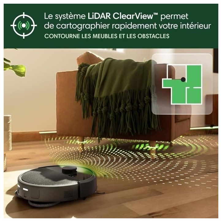 Aspirateur Robot Laveur - IROBOT Roomba Plus 405 Combo - Base Multifonction - Lavage et séchage des lingettes - LiDAR Clearview