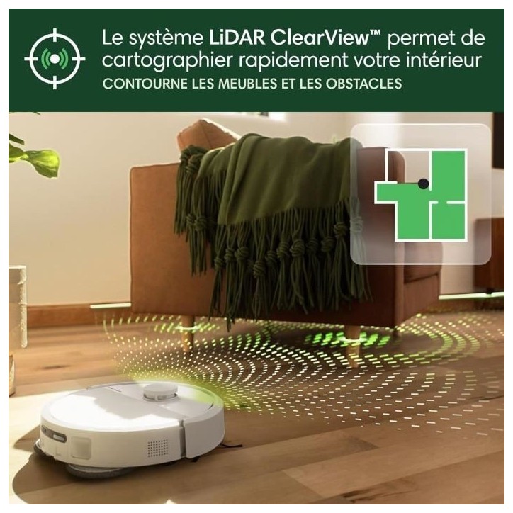 iRobot Roomba Plus 405 Combo Robot + AutoWash - Base Multifonction - Lavage et séchage des lingettes - LiDAR Clearview