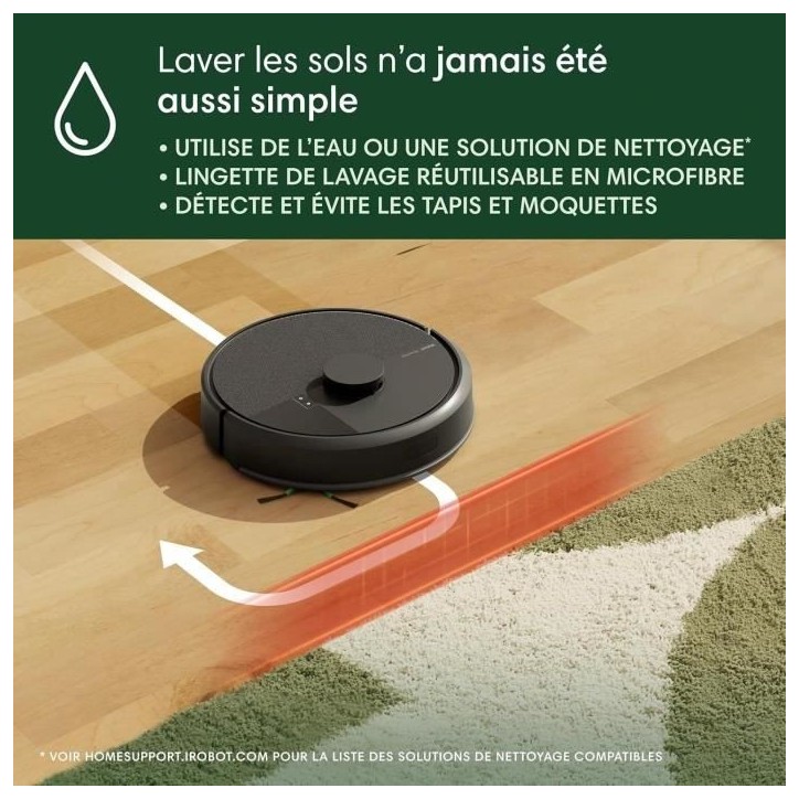 iRobot Roomba 105 Combo - Robot Aspirateur Laveur 2en1 - Puissance d'Aspiration de 7KPa - Navigation LiDAR - Détection des Tapi iRobot Roomba 105 Combo - Robot Aspirateur Laveur 2en1 - Puissance d'Aspiration de 7KPa - Navigation LiDAR - Détection des Tapi