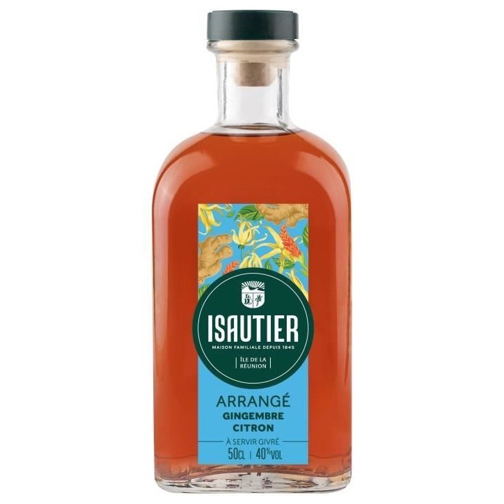 Rhum Isautier - Arrangé Gingembre Citron - Rhum arrangé - La Réunion - 40%vol - 50cl