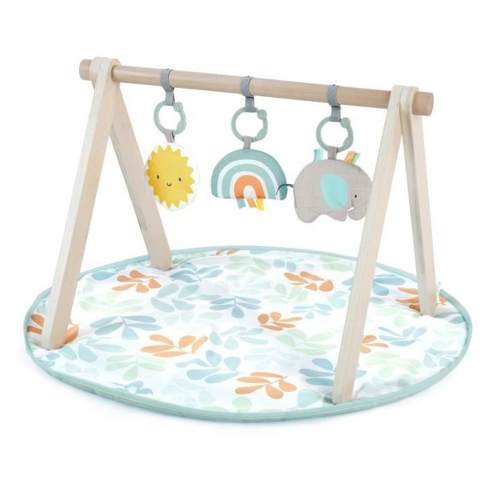 INGENUITY Tapis d'éveil bébé Sun Valley, arche de jeu en bois - 3 jouets amovibles - pliable INGENUITY Tapis d'éveil bébé Sun Valley, arche de jeu en bois - 3 jouets amovibles - pliable