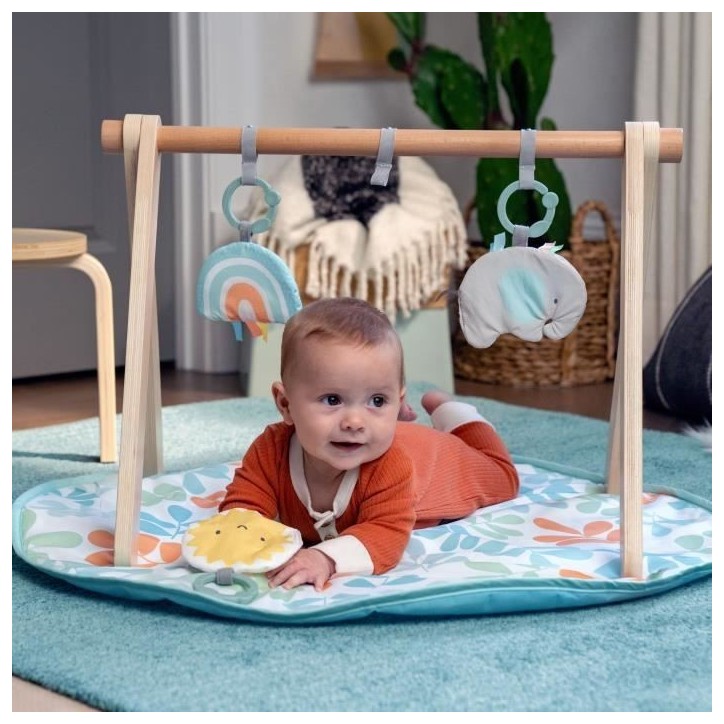 INGENUITY Tapis d'éveil bébé Sun Valley, arche de jeu en bois - 3 jouets amovibles - pliable INGENUITY Tapis d'éveil bébé Sun Valley, arche de jeu en bois - 3 jouets amovibles - pliable