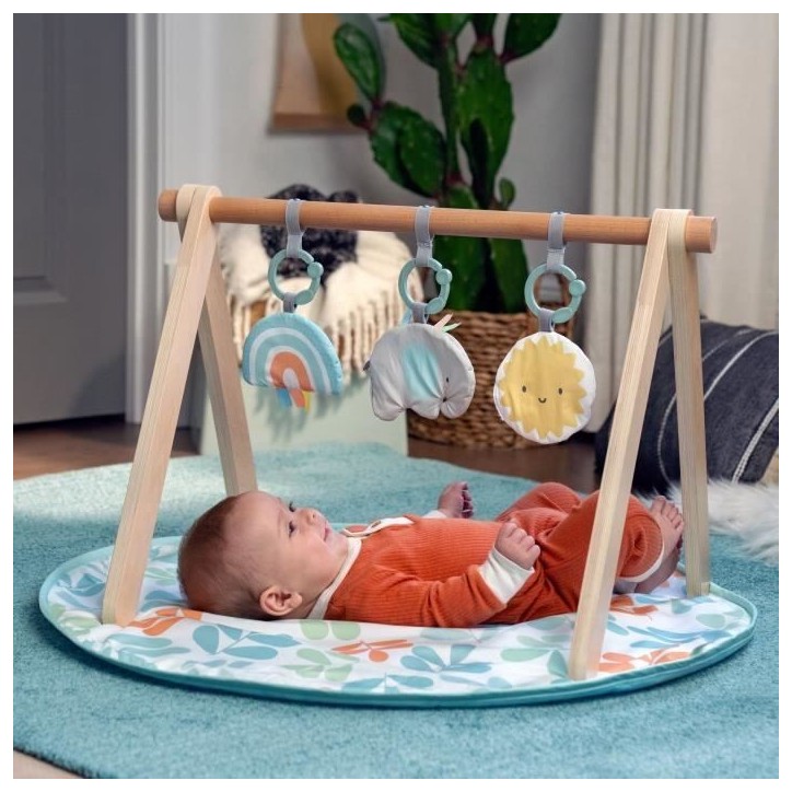 INGENUITY Tapis d'éveil bébé Sun Valley, arche de jeu en bois - 3 jouets amovibles - pliable INGENUITY Tapis d'éveil bébé Sun Valley, arche de jeu en bois - 3 jouets amovibles - pliable