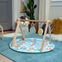 INGENUITY Tapis d'éveil bébé Sun Valley, arche de jeu en bois - 3 j