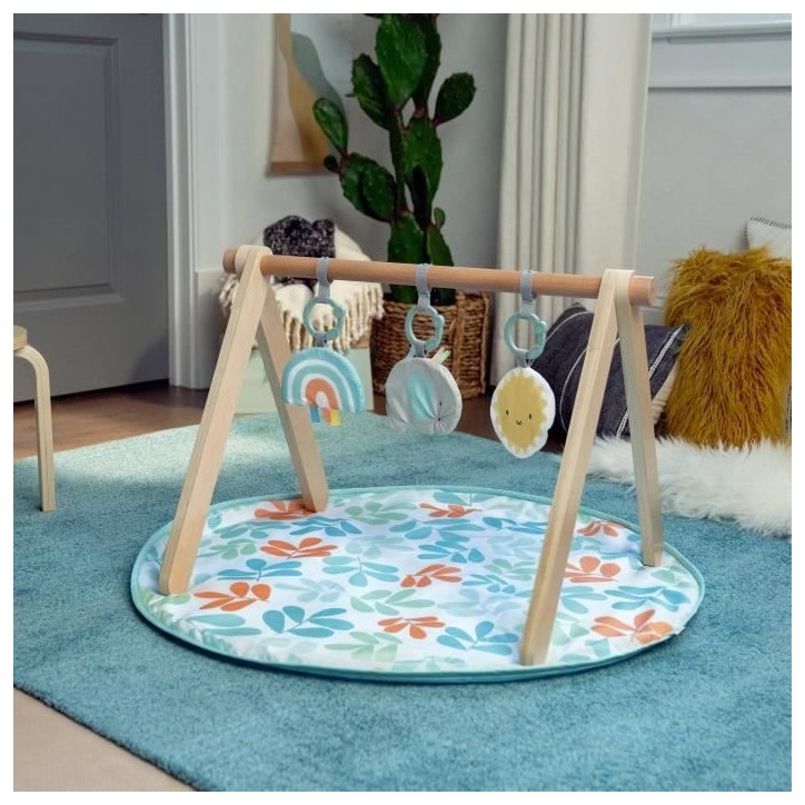 INGENUITY Tapis d'éveil bébé Sun Valley, arche de jeu en bois - 3 jouets amovibles - pliable INGENUITY Tapis d'éveil bébé Sun Valley, arche de jeu en bois - 3 jouets amovibles - pliable