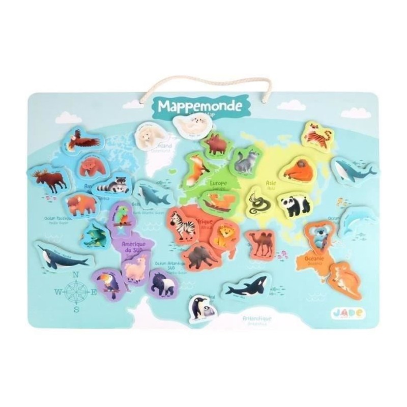Plateau magnétique des continents - Jeu Éducatif - J.A.D.E - 30 piec Plateau magnétique des continents - Jeu Éducatif - J.A.D.E - 30 piec