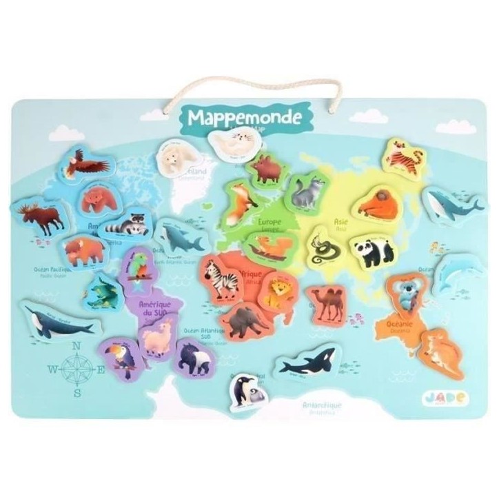 Plateau magnétique des continents - Jeu Éducatif - J.A.D.E - 30 pieces animaux - BOIS FSC - 40x30 cm - Des 3 ans Plateau magnétique des continents - Jeu Éducatif - J.A.D.E - 30 pieces animaux - BOIS FSC - 40x30 cm - Des 3 ans