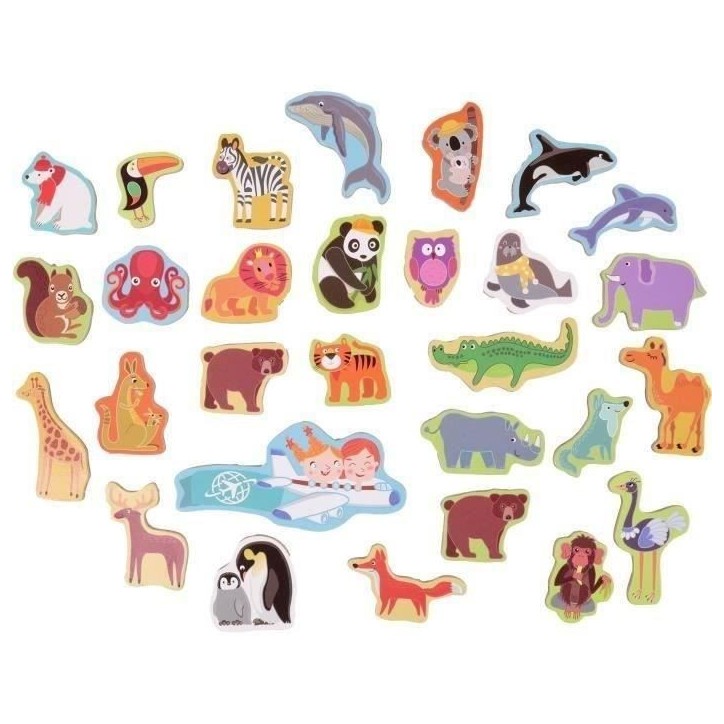 Plateau magnétique des continents - Jeu Éducatif - J.A.D.E - 30 pieces animaux - BOIS FSC - 40x30 cm - Des 3 ans Plateau magnétique des continents - Jeu Éducatif - J.A.D.E - 30 pieces animaux - BOIS FSC - 40x30 cm - Des 3 ans