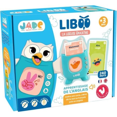 Liseuse Liboo - JADE - Français - Anglais - 240 Mots - Jeu Educatif - Piles Incluses - Vocabulaire - Apprentissage - Design Fra