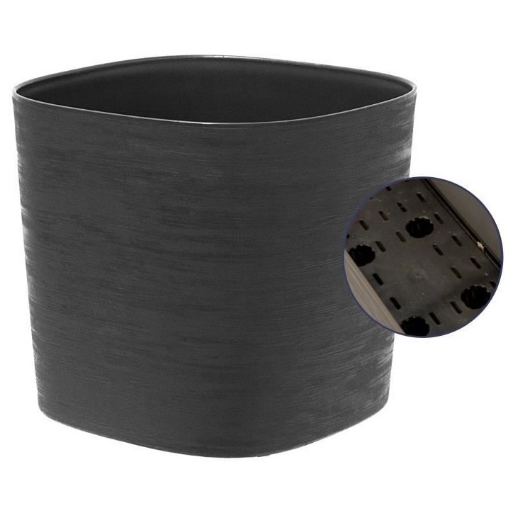 Pot avec réserve d'eau - GARDEN ID Respect - Noir-Anth 40 x 40 cm - 100% déchets ménagers - 100% recyclable - Surface structu