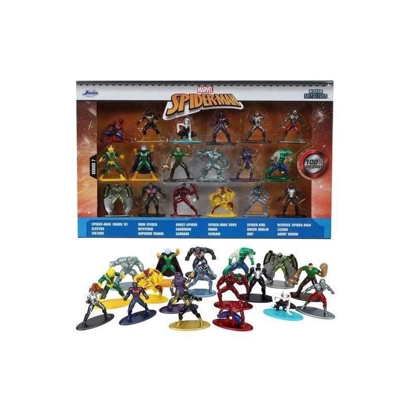 Coffret Spiderman - SIMBA.DICKIE.GROUP - 18 figurines 4cm en métal - Coffret Spiderman - SIMBA.DICKIE.GROUP - 18 figurines 4cm en métal -