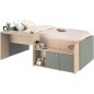 Lit combiné enfant 90x190/200 cm JADE - Chene / Vert céladon - Bureau et rangements - PARISOT