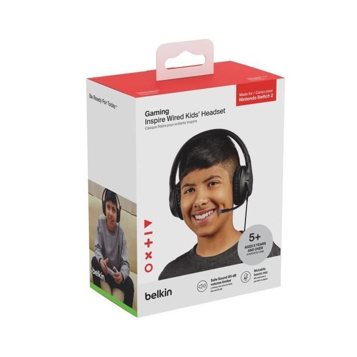 Casque audio filaire - BELKIN - Inspire - Compatible Nintendo Switch 2 - Pour enfants - Noir