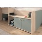 Lit combiné enfant 90x190/200 cm JADE - Chene / Vert céladon - Bureau et rangements - PARISOT