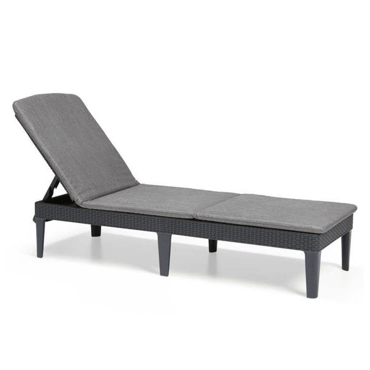 Bain de soleil - Allibert by KETER – JAIPUR - en résine imitation rotin tressé - gris graphite - dossier réglable avec cous Bain de soleil - Allibert by KETER – JAIPUR - en résine imitation rotin tressé - gris graphite - dossier réglable avec cous