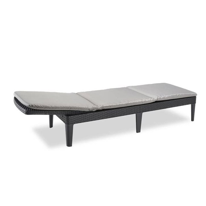 Bain de soleil - Allibert by KETER – JAIPUR - en résine imitation rotin tressé - gris graphite - dossier réglable avec cous Bain de soleil - Allibert by KETER – JAIPUR - en résine imitation rotin tressé - gris graphite - dossier réglable avec cous