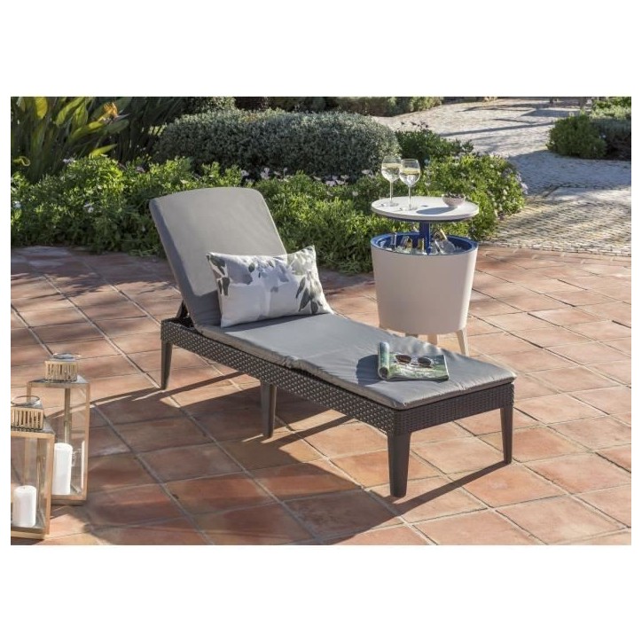 Bain de soleil - Allibert by KETER - Jaipur - en résine imitation rotin tressé - Gris