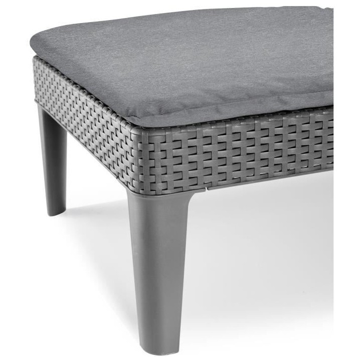 Bain de soleil - Allibert by KETER - Jaipur - en résine imitation rotin tressé - Gris