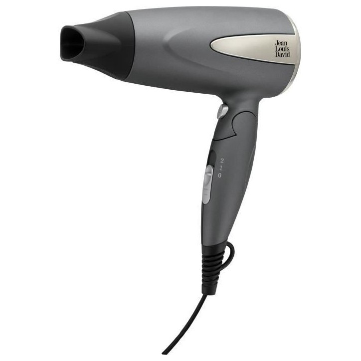 Seche-Cheveux - JEAN LOUIS DAVID - Moteur DC Ultra Léger - Format Compact & Manche Pliable - Idéal pour les Voyages - Bi-Volta