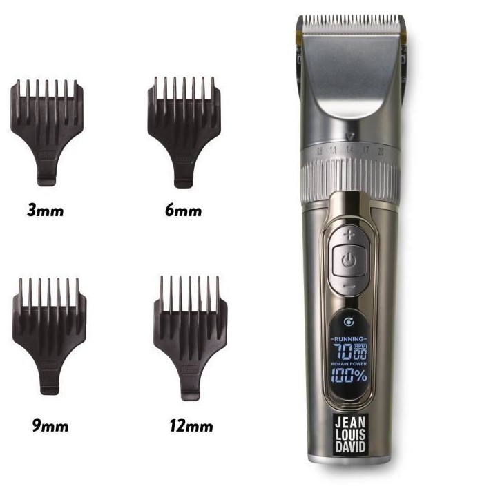Tondeuse barbe & cheveux - JEAN LOUIS DAVID - Digital Clipper - 25 Hauteurs de Coupe - Batterie Lithium Ion - Grande Autonomie Tondeuse barbe & cheveux - JEAN LOUIS DAVID - Digital Clipper - 25 Hauteurs de Coupe - Batterie Lithium Ion - Grande Autonomie
