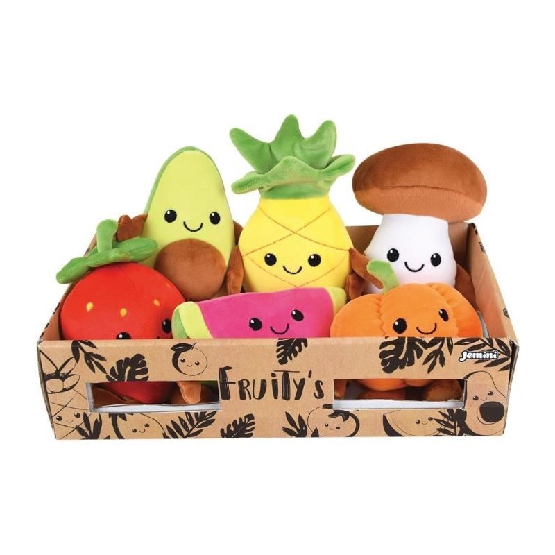 JEMINI Fruity 's cagette de 6 peluches toutes douces fruits et légume JEMINI Fruity 's cagette de 6 peluches toutes douces fruits et légume