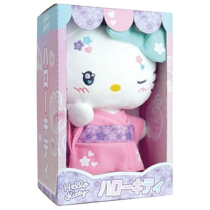Hello Kitty Kimono Kawai Peluche +- 22 cm - JEMINI - Version kawai avec kimono rose et tongs. Hello Kitty Kimono Kawai Peluche +- 22 cm - JEMINI - Version kawai avec kimono rose et tongs.