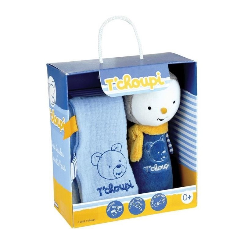 T'choupi Baby Coffret Naissance avec Doudou et Peluche Hochet +/- 25 c