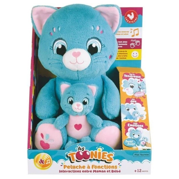 Peluche douce - JEMINI - TOONIES - Maman Chat intéractive et son bébé - +/- 26 cm - 6 fonctions Peluche douce - JEMINI - TOONIES - Maman Chat intéractive et son bébé - +/- 26 cm - 6 fonctions