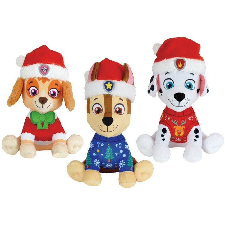 Lot de 3 peluches - Pat'Patrouille - Chase, Stella et Marcus - +/- 17 cm - Version Noël Lot de 3 peluches - Pat'Patrouille - Chase, Stella et Marcus - +/- 17 cm - Version Noël