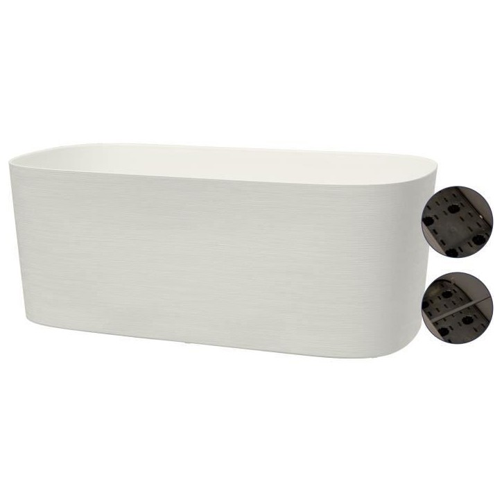 Jardiniere avec réserve d'eau - GARDEN ID Respect - Blanc 50 x 17 cm - 100% déchets ménagers - 100% recyclable - Surface stru