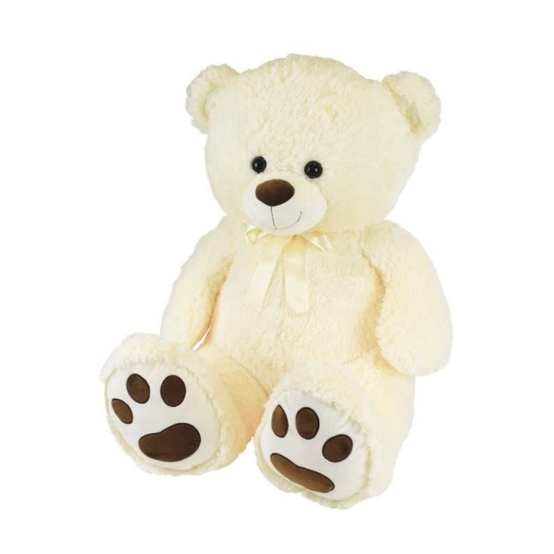 Ours Creme en Peluche avec Noeud +/- 100 cm - PLANET PLUCH - Grand our Ours Creme en Peluche avec Noeud +/- 100 cm - PLANET PLUCH - Grand our
