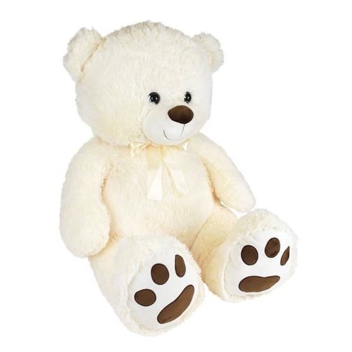 Ours Creme en Peluche avec Noeud +/- 100 cm - PLANET PLUCH - Grand ours creme de 1 metre, irrésistiblement doux. Ours Creme en Peluche avec Noeud +/- 100 cm - PLANET PLUCH - Grand ours creme de 1 metre, irrésistiblement doux.