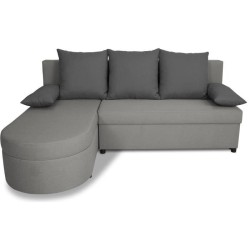 Canapé d'angle convertible réversible 3 places JEN - Tissu Gris - St