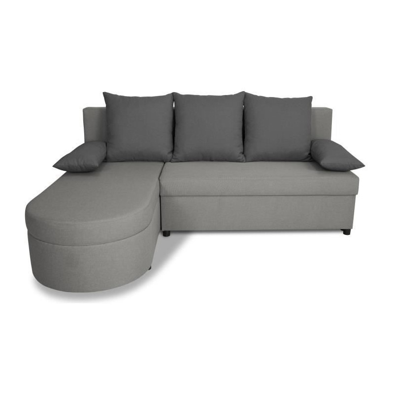 Canapé d'angle convertible réversible 3 places JEN - Tissu Gris - St Canapé d'angle convertible réversible 3 places JEN - Tissu Gris - St