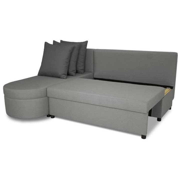 Canapé d'angle convertible réversible 3 places JEN - Tissu Gris - Style contemporain - L196 x H88 x P159 cm Canapé d'angle convertible réversible 3 places JEN - Tissu Gris - Style contemporain - L196 x H88 x P159 cm