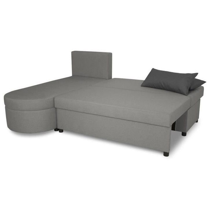 Canapé d'angle convertible réversible 3 places JEN - Tissu Gris - Style contemporain - L196 x H88 x P159 cm Canapé d'angle convertible réversible 3 places JEN - Tissu Gris - Style contemporain - L196 x H88 x P159 cm
