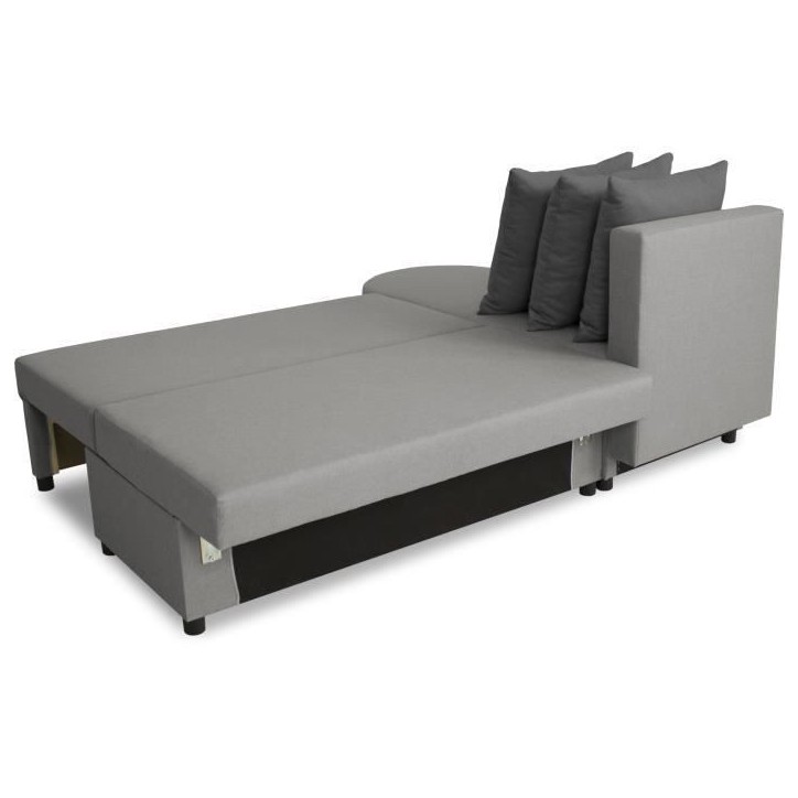 Canapé d'angle convertible réversible 3 places JEN - Tissu Gris - Style contemporain - L196 x H88 x P159 cm Canapé d'angle convertible réversible 3 places JEN - Tissu Gris - Style contemporain - L196 x H88 x P159 cm