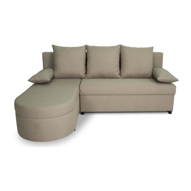 Canapé d'angle convertible réversible 3 places JEN - Tissu Beige - S Canapé d'angle convertible réversible 3 places JEN - Tissu Beige - S