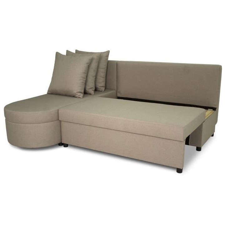 Canapé d'angle convertible réversible 3 places JEN - Tissu Beige - Style contemporain - L196 x H88 x P159 cm Canapé d'angle convertible réversible 3 places JEN - Tissu Beige - Style contemporain - L196 x H88 x P159 cm