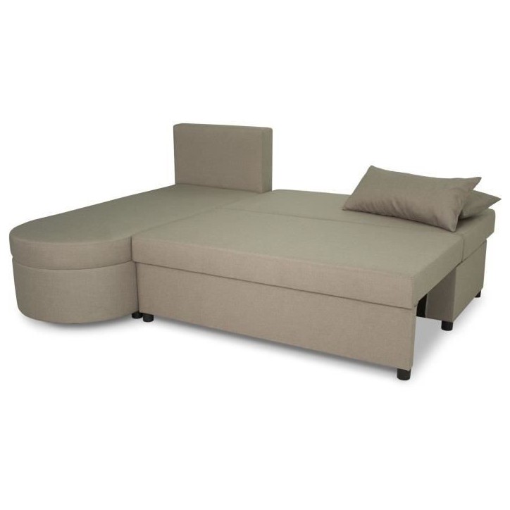 Canapé d'angle convertible réversible 3 places JEN - Tissu Beige - Style contemporain - L196 x H88 x P159 cm Canapé d'angle convertible réversible 3 places JEN - Tissu Beige - Style contemporain - L196 x H88 x P159 cm