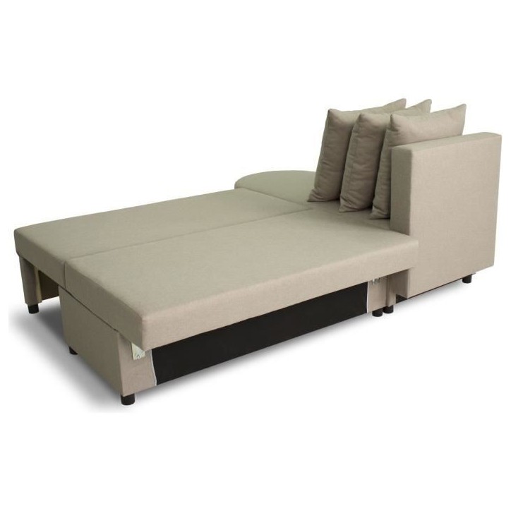 Canapé d'angle convertible réversible 3 places JEN - Tissu Beige - Style contemporain - L196 x H88 x P159 cm Canapé d'angle convertible réversible 3 places JEN - Tissu Beige - Style contemporain - L196 x H88 x P159 cm