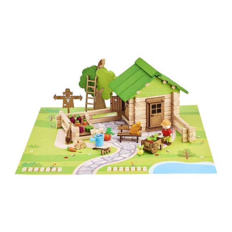 Jeu de Construction Maison et Jardin - JEUJURA - Bois Naturel - 135 Pi Jeu de Construction Maison et Jardin - JEUJURA - Bois Naturel - 135 Pi