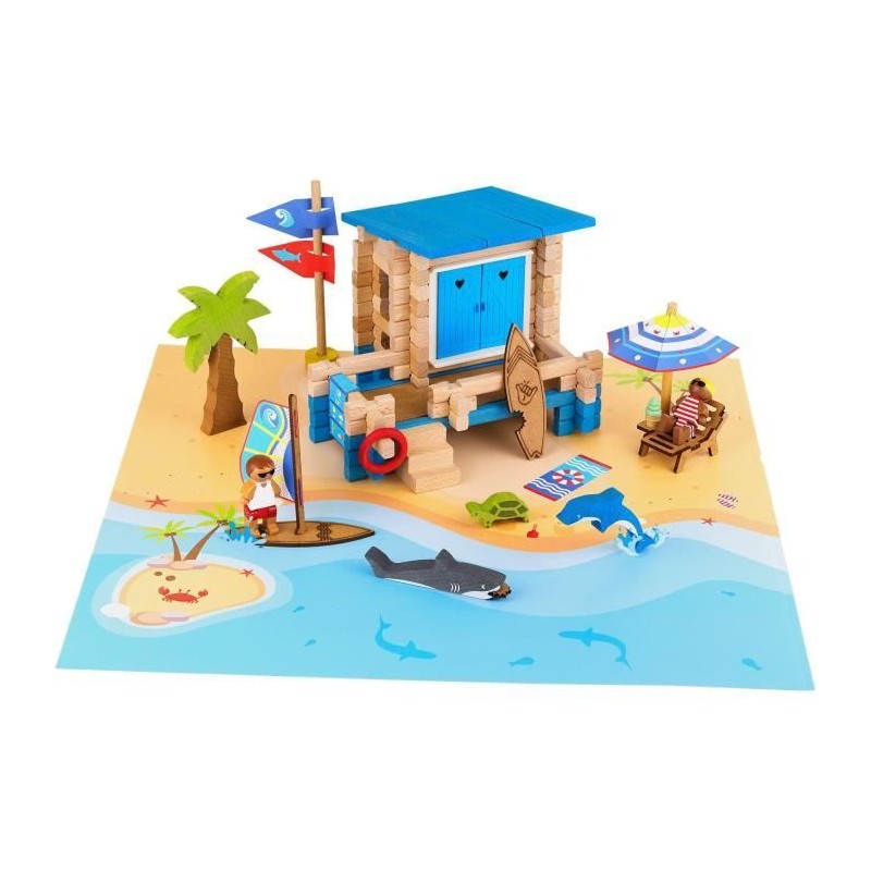 Journée a la Plage 120 Pieces - JEUJURA - Jeu de Construction en Bois Journée a la Plage 120 Pieces - JEUJURA - Jeu de Construction en Bois