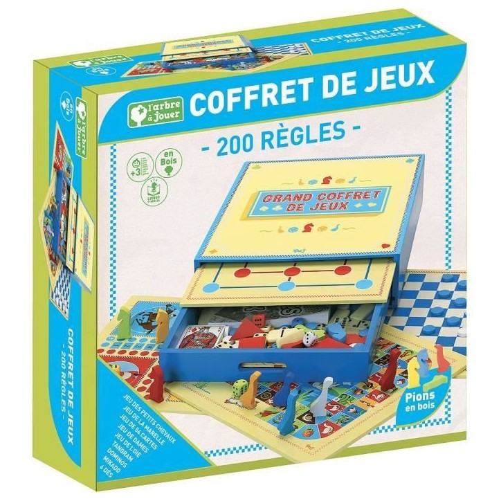 Jeu de société en bois - L'ARBRE A JOUER - Grand Coffret de Jeux - 200 Regles Jeu de société en bois - L'ARBRE A JOUER - Grand Coffret de Jeux - 200 Regles