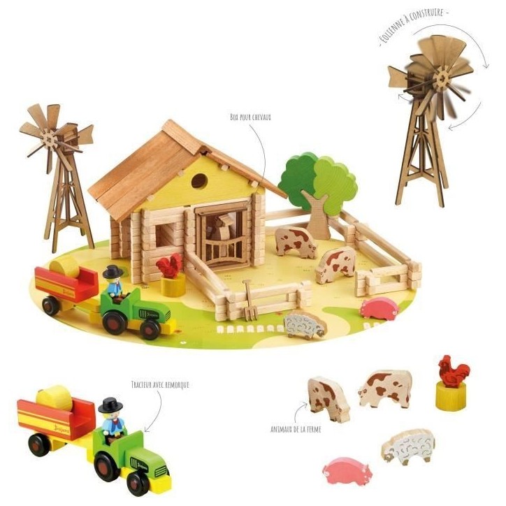 Ma ferme en bois - Jeu de construction - JEUJURA - 145 pieces Ma ferme en bois - Jeu de construction - JEUJURA - 145 pieces