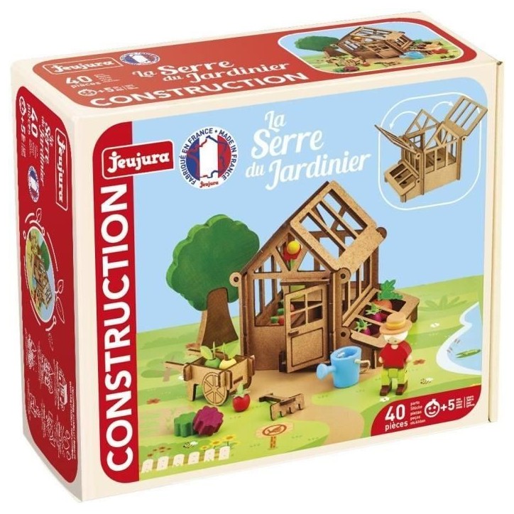 La Serre du Jardinier 40 Pieces - JEUJURA - Jeu de Construction en Bois Naturel, Tapis et Accessoires Inclus, 22x18,5x8,5 cm La Serre du Jardinier 40 Pieces - JEUJURA - Jeu de Construction en Bois Naturel, Tapis et Accessoires Inclus, 22x18,5x8,5 cm
