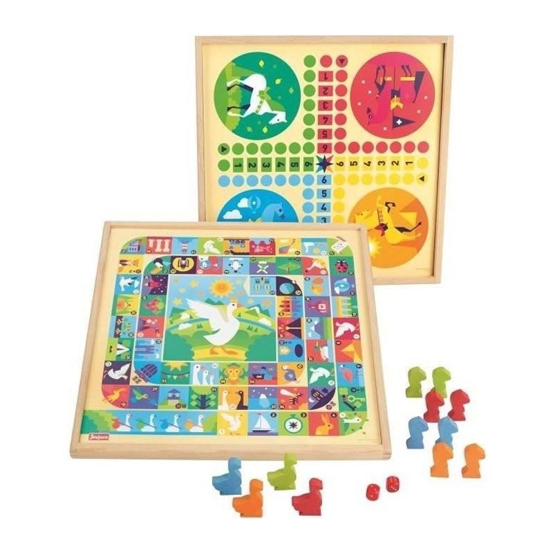 JEUJURA Jeux de l'oie et petits chevaux - Plateau en bois JEUJURA Jeux de l'oie et petits chevaux - Plateau en bois