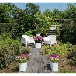 Jardiniere avec réserve d'eau - GARDEN ID Respect - Blanc 50 x 17 cm